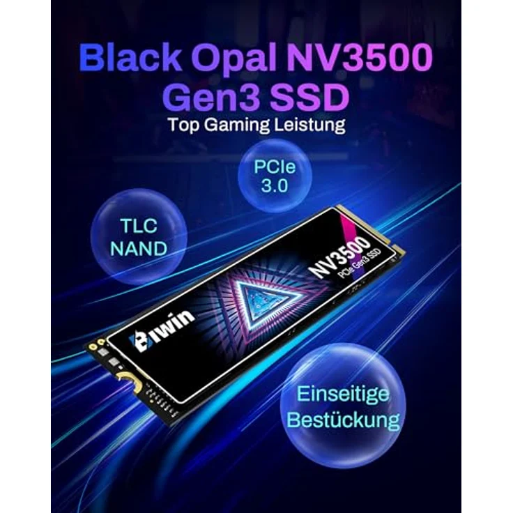 BIWIN Black Opal NV3500 M.2 PCIe Gen3 SSD 2TB, Lesegeschwindigkeit bis zu 3500 MB/s, 3D TLC NAND, für PC & Laptop, professioneller Gaming-Speicher – Bild 2