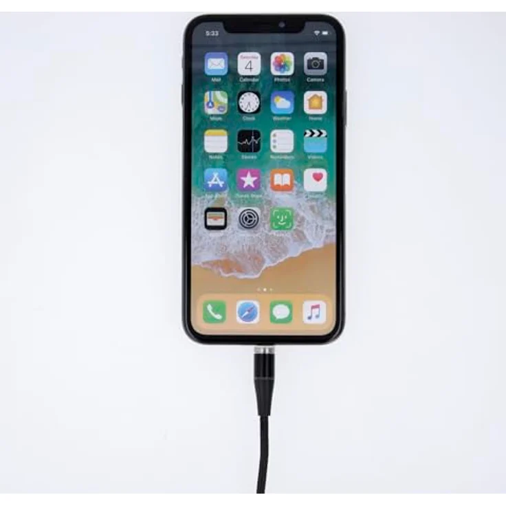 Maxlife MXUC-03 magnetisches Kabel, 3in1 USB mit Lightning, USB-C und microUSB, 1,0 m, 3A, schwarz, Nylon – Bild 3