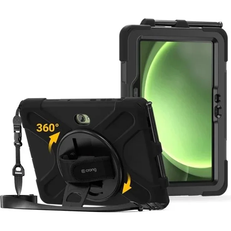 CRONG Defender Plus Rugged Case für Samsung Galaxy Tab Active5 Pro 10.1", mehrschichtige Konstruktion mit verstärkten Ecken, Staubschutzkappen, schwarz