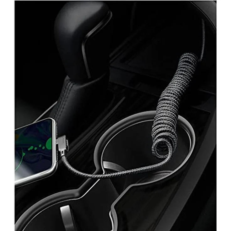 mcdodo 90 Grad USB C Kabel QC 4.0 3A LED Spiralkabel Dehnbare zu 1.5M Schwarz - Preisvergleich – Bild 3