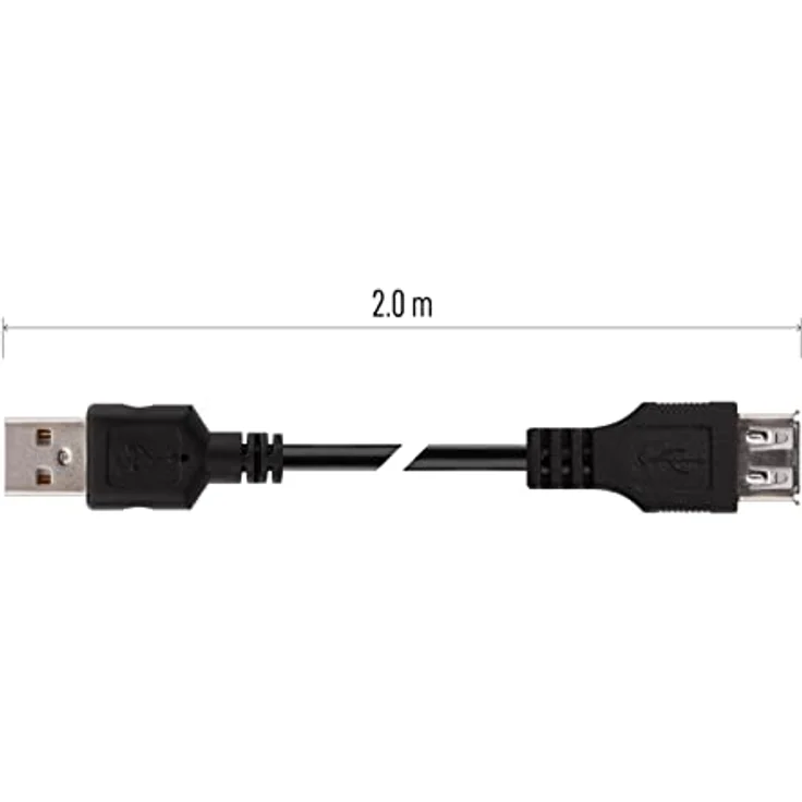 EMOS USB Verlängerungskabel A-Stecker auf A-Buchse, Aufladen und Datenübertragung, 2 m langes Kabel 2.0 USB für Schnelladen und Datenübertragung, High Speed 480 Mbit/s, schwarz – Bild 2