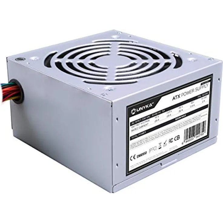 Unykach ATX 500W Netzteil, leistungsstark und langlebig, silber