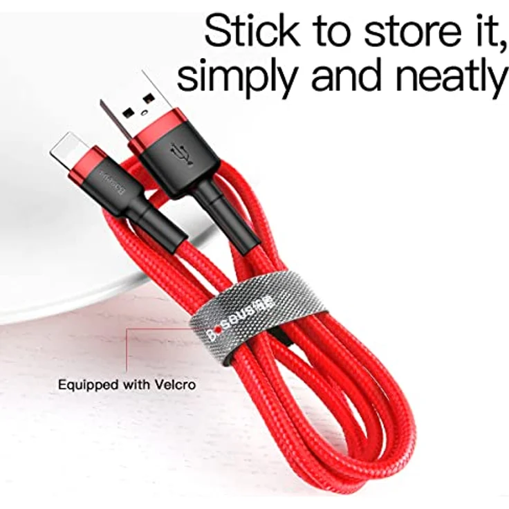 Baseus Cafule USB/Lightning Kabel, Nylon geflochten, QC3.0 1,5A, rot, 3M – Bild 6