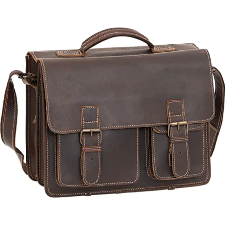 Greenburry Aktentasche Buffalo 1128 XXL, Klassische Laptop-Tasche mit vielen Fächern, braun – Bild 2