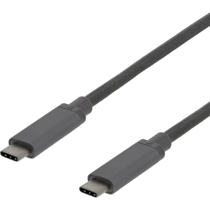 Deltaco USB-C Kabel, 1m, 60W USB PD, 10 Gbps, grau, USB 3.2 Gen 2