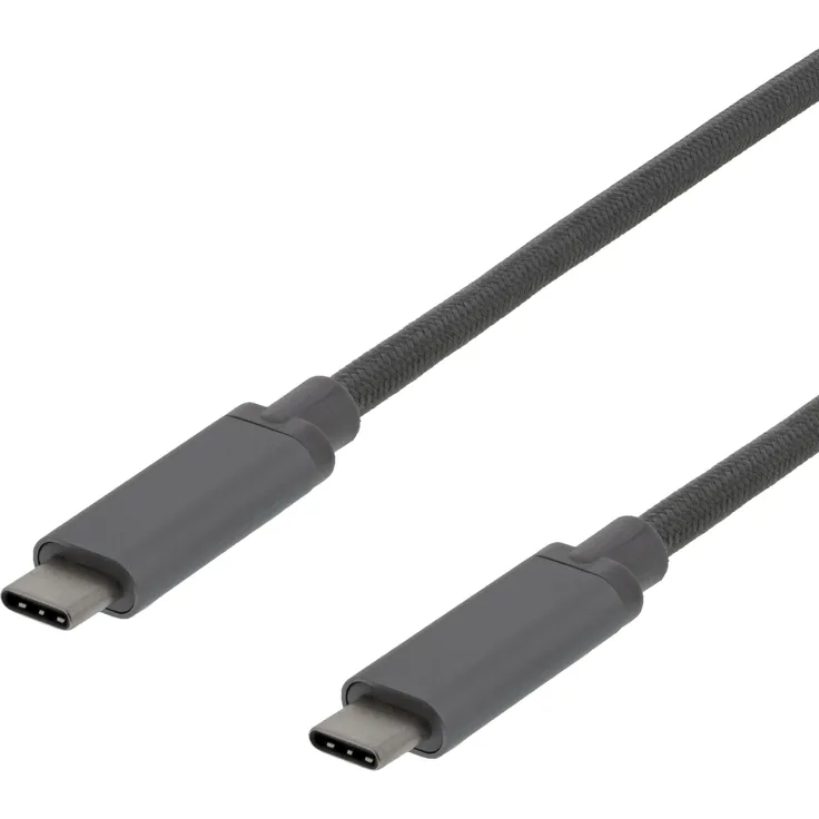 Deltaco USB-C Kabel, 1m, 60W USB PD, 10 Gbps, grau, USB 3.2 Gen 2