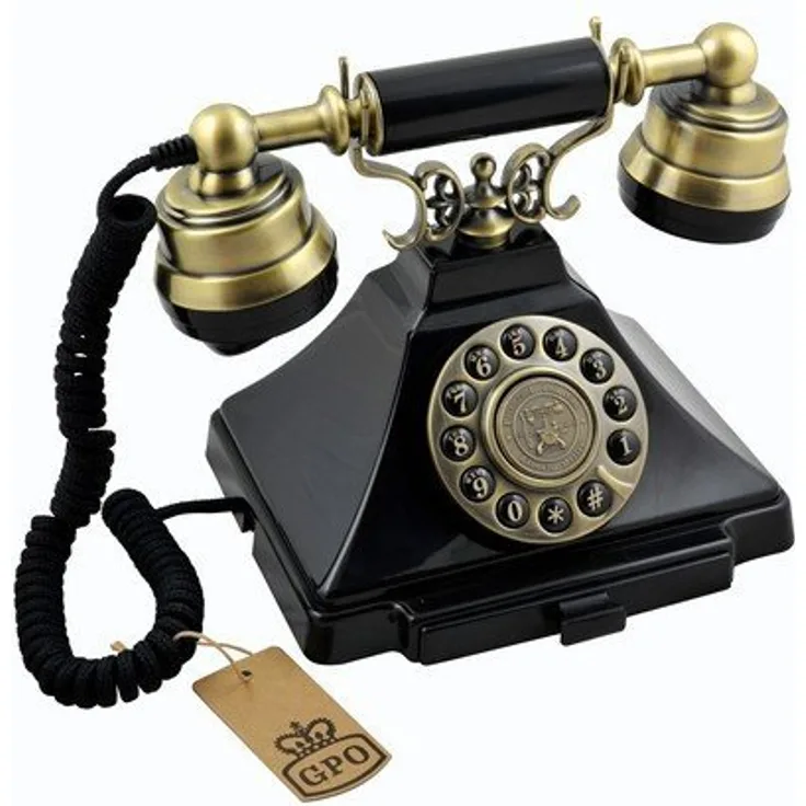 GPO Duke nostalgisches Vintage drucktastentelefon 1938SPUSH mit Textilschnur- Schwarz Bronze
