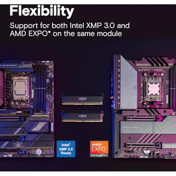 Crucial Pro DDR5 RAM 64GB Kit (2x32GB) 6400MHz CL40, Overclocking Gaming, Intel XMP 3.0 / AMD Expo, Schwarz – Bild 4