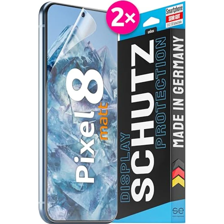 smart engineered 2X se® 3D SCHUTZFOLIE Entspiegelt für Google Pixel 8, Anti-Staub, 100% Fingerabdruck & FaceID kompatibel, blasenfreie Installation, Ultra-Klar, Stoß-Kratzfest, aus Deutschland – Bild 1