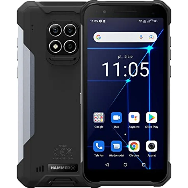 Hammer Construction (128 GB, 6", Dual SIM, 16 Mpx, 4G), Robustes Smartphone, Schwarz – Bild 2