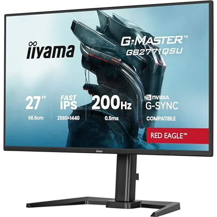 iiyama G-Master Red Eagle GB2771QSU-B1, 27" QHD Gaming Monitor mit 200Hz, 0.5ms Reaktionszeit, G-SYNC, USB-C, höhenverstellbar, schwarz – Bild 3