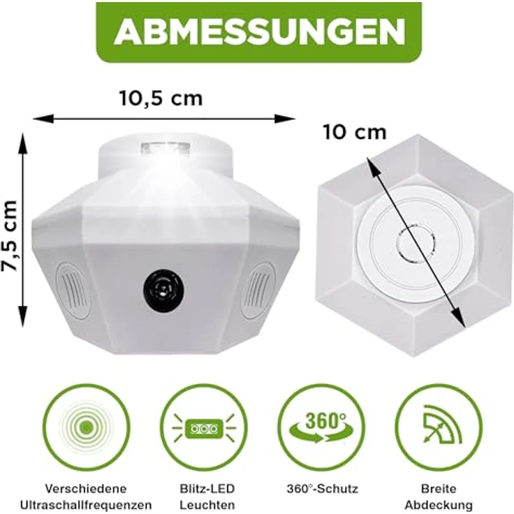 ISOTRONIC® Marderschreck Ultraschallgerät für 2 x 100 qm, Steckdosenbetrieb, LED-Licht, Mäuseabwehr für Dachboden, Haus, Garage, seit 1979 – Bild 4