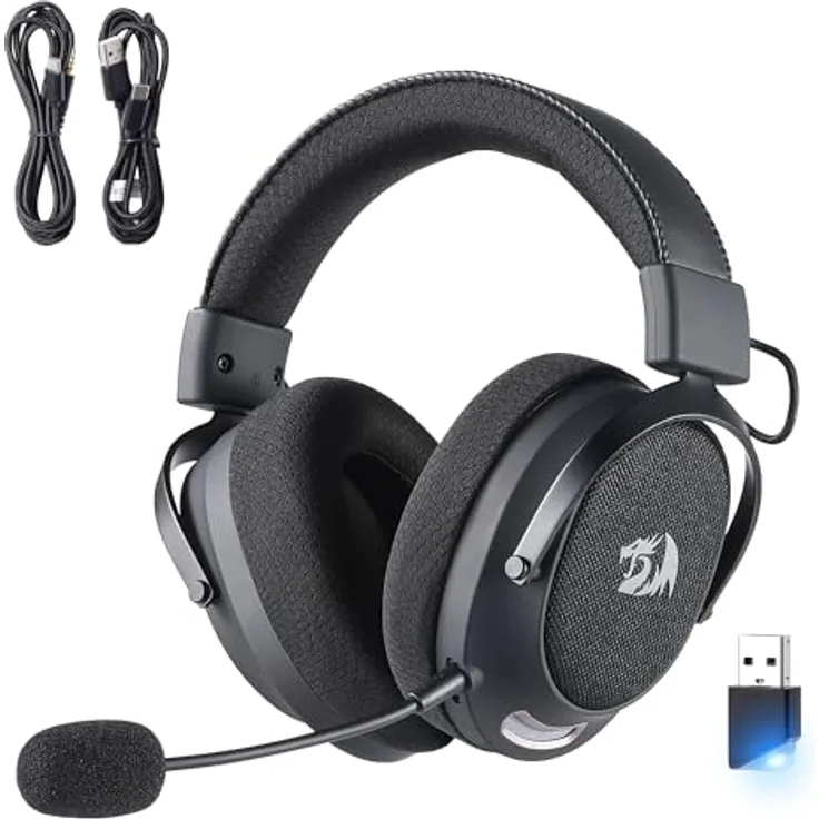 Redragon ARROW Pro Carbon H858, 7.1 Wireless Gaming Headset mit 53-mm-Treibern, Schwarz