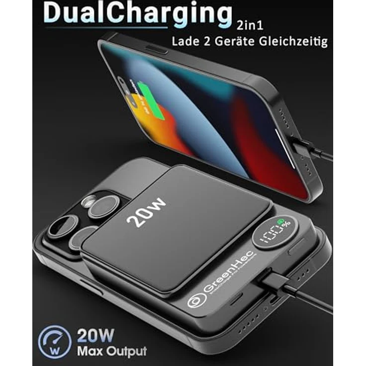 GreenHec SnapCharge Pro, MagSafe Powerbank für iPhone 12-17 Pro Max, 10000mAh, magnetisch und kabellos – Bild 5