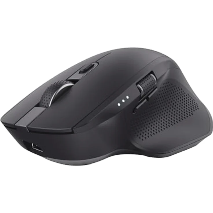 Trust Ozaa+ Kabellose Maus Bluetooth + 2.4GHz, Programmierbare Mehrgeräte Funkmaus, Seitliches Mausrad, 60% Recyclingkunststoff Wiederaufladbare Leise Bluetooth Maus Laptop Computer Mac, Schwarz – Bild 1