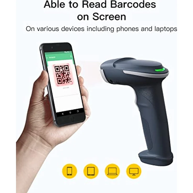 Inateck BCST-54, 2D Kabelloser Barcode Scanner mit Bluetooth 5.0, Bildschirm-Scannen und intelligenter Station, blau – Bild 3