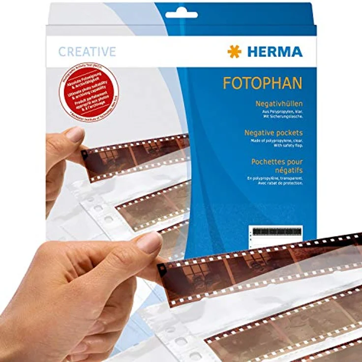 HERMA Fotoalbum, transparente Negativhüllen für 4 Filmstreifen, 100 Stück – Bild 1
