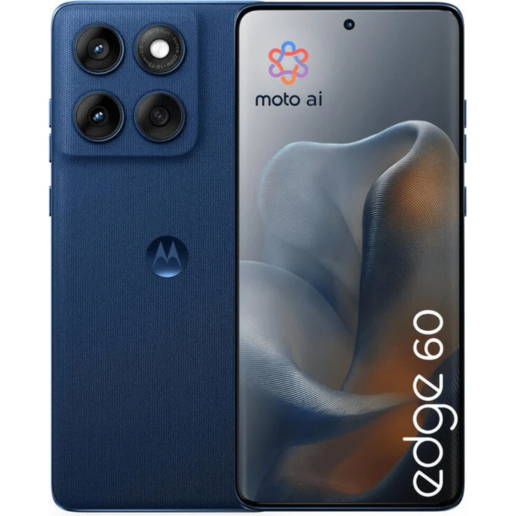 Motorola Edge 60 5G, Smartphone mit 8GB RAM, 256GB Speicher, Blau (Gibraltar Sea), Dual-SIM, IP-X9 zertifiziert