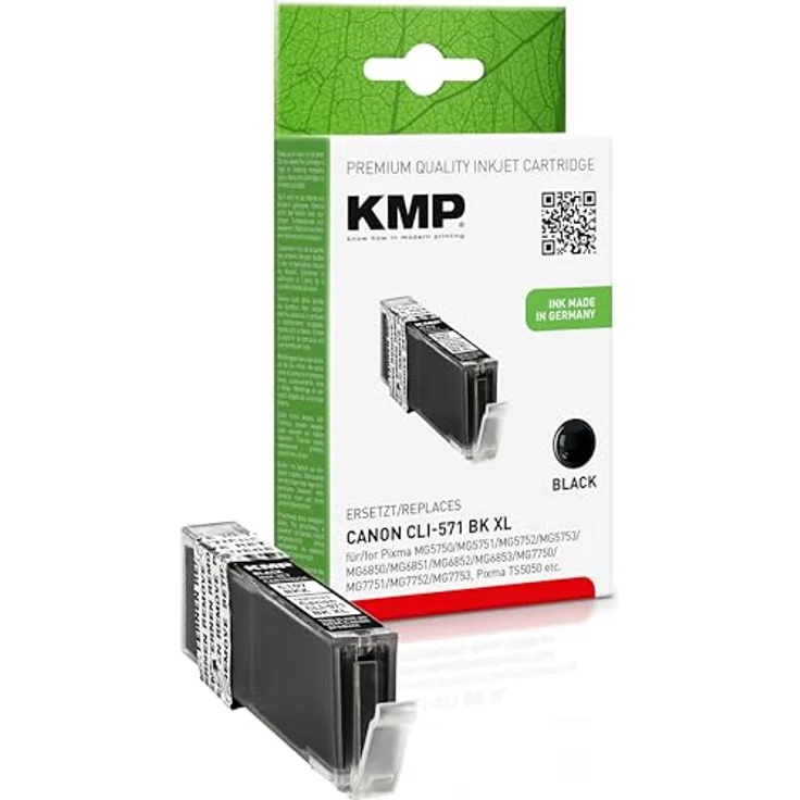 KMP Druckerpatrone für CLI-571 XL Schwarz - Kompatibel - Tintenpatrone für Canon Pixma MG5700 Series-MG6800 Series-MG7700 Series-TS5000 Series-TS6000 Series-TS8000 Series - Office Druckerzubehör – Bild 2