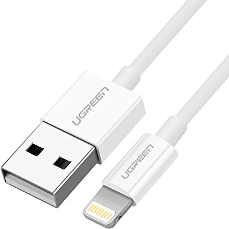 Ugreen 20730, USB-A zu Lightning Kabel, 2 m, MFi, 2.4A Schnellladung, Weiß