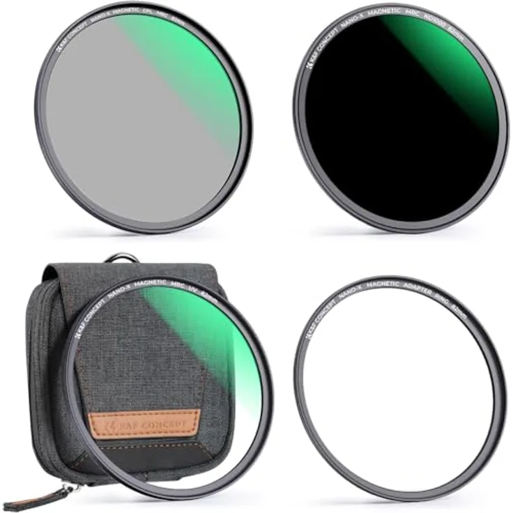 K&F Concept Magnetic Filter Set Nano X-Serie 95mm, Schnelles Wechselsystem MCUV+CPL+ND1000 mit Objektivadapter und Filtertasche, extrem slim, hochwertiges Schottglas