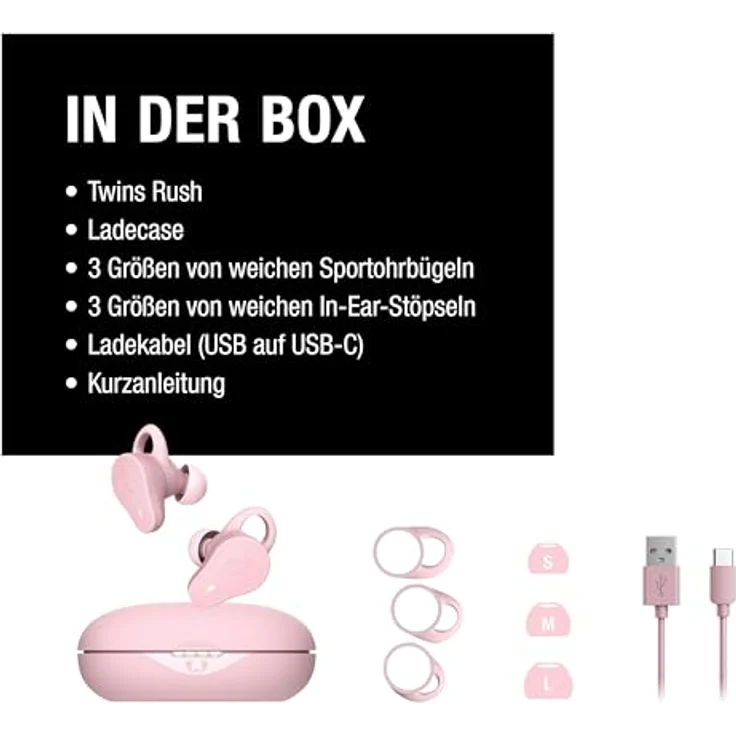 Fresh 'n Rebel Bluetooth®-Ohrhörer "Twins Rush mit Hybrid ANC" TWS Sport Pastel Pink, Kabellose In-Ear Kopfhörer – Bild 9