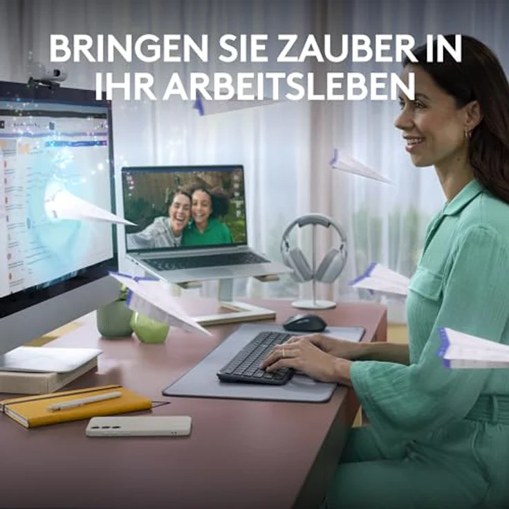 Logitech MK950 Signature Slim kabelloses Tastatur-Maus-Set, schlankes Design, leise tippen, Wechsel zwischen DREI Geräten, Bluetooth, mehrere Betriebssysteme, Windows, Mac, DEU QWERTZ-Layout, Graphit – Bild 2