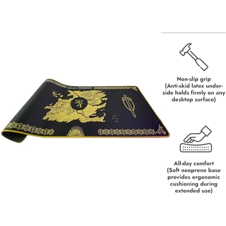 Lexip HBO Game of Thrones - Lannister Edition XXL, Mausmatte in Schwarz, rutschfeste Neopren-Oberfläche für präzise Mausbewegungen – Bild 4
