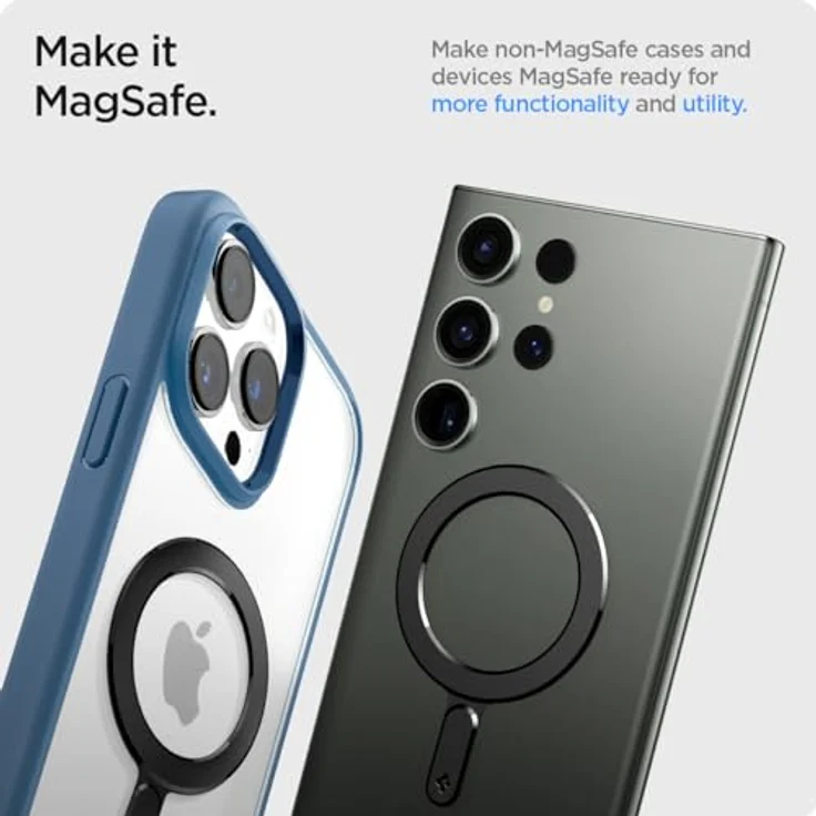 Spigen OneTap MagFit Magnetisches Lade-Konvertierungsset, Kabelloses MagSafe Zubehör für iPhone 16/15/14/13/12, Pixel 9 Pro XL Pro Fold, Galaxy/Xiaomi – Mattschwarz – Bild 3