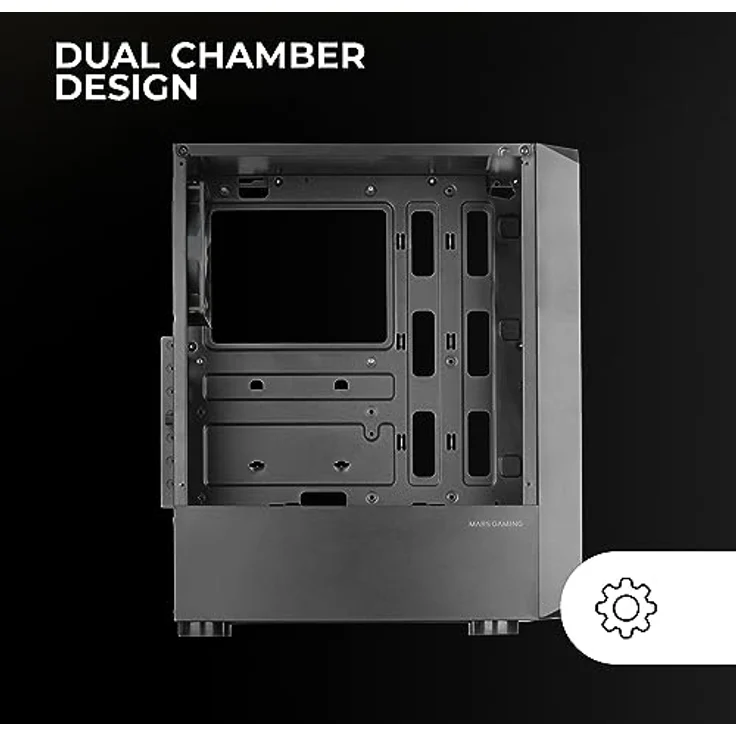 Mars Gaming MC-2000, ATX Semitower Gehäuse, Schwarz, Mesh-Front, Dual Chamber Design, Vollständiges Seitenfenster – Bild 5