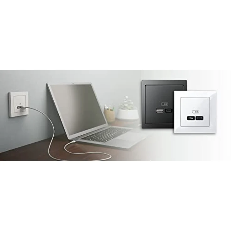 Merten MEG4366-0130 USB-Ladeeinsatz Typ C mit Power-Delivery, 65 W, für Unterputzmontage, mit Überlast- und Temperaturschutz – Bild 4