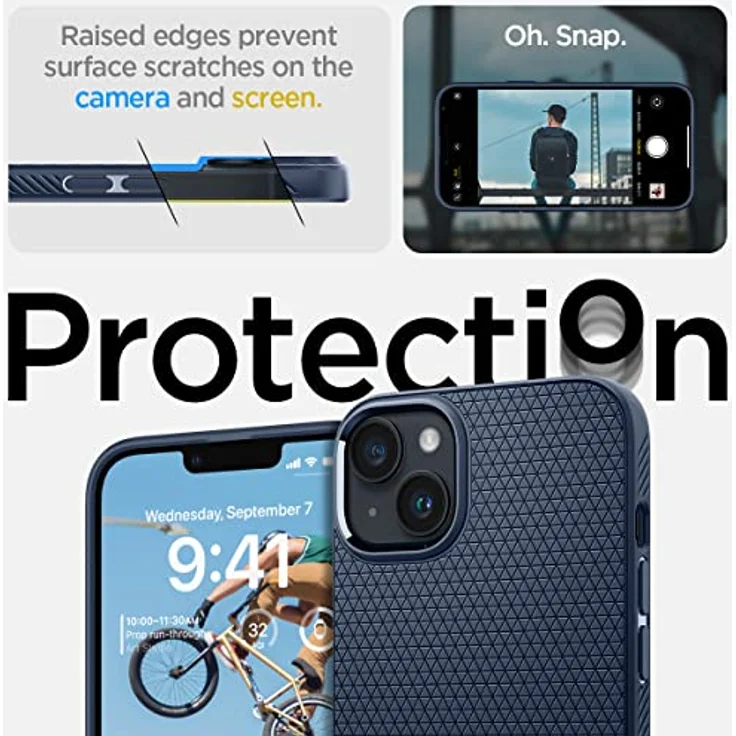 Spigen Liquid Air Hülle Kompatibel mit iPhone 14 Hülle Case - Matte Besichtung, Air Cushion Technologie, Navy Blue – Bild 5