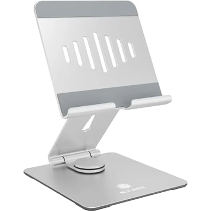 ICY BOX Tablet & Smartphone Ständer (bis 12,9"), Handy und Tablet Halterung, Dreh- und Neigbar, Höhenverstellbar, Zusammenklappbar, Aluminium, IB-TH200-R – Bild 1