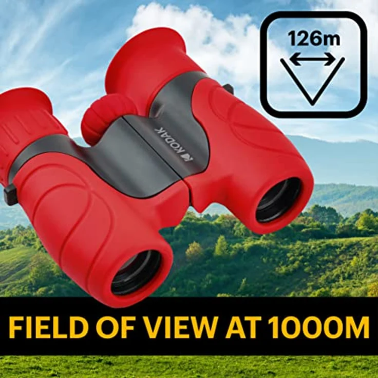 KODAK BCS100 Fernglas für Kinder, kompaktes Binokular für Kinder, weiches Radiergummi, 8-fache Vergrößerung, Rot – Bild 4