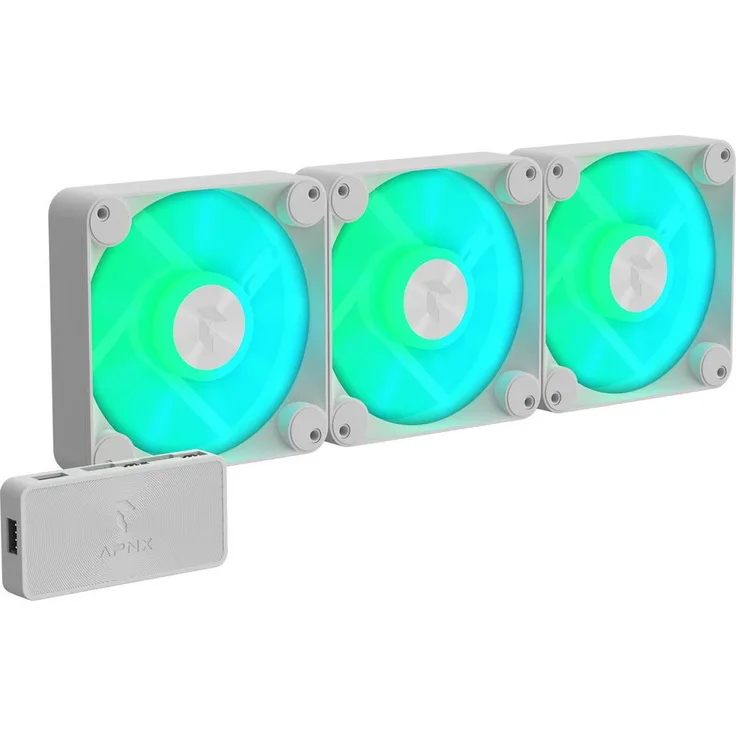 APNX Gehäuselüfter FP1-120-3 Pack, 3er Pack mit ARGB-Beleuchtung und erhöhtem Luftstrom