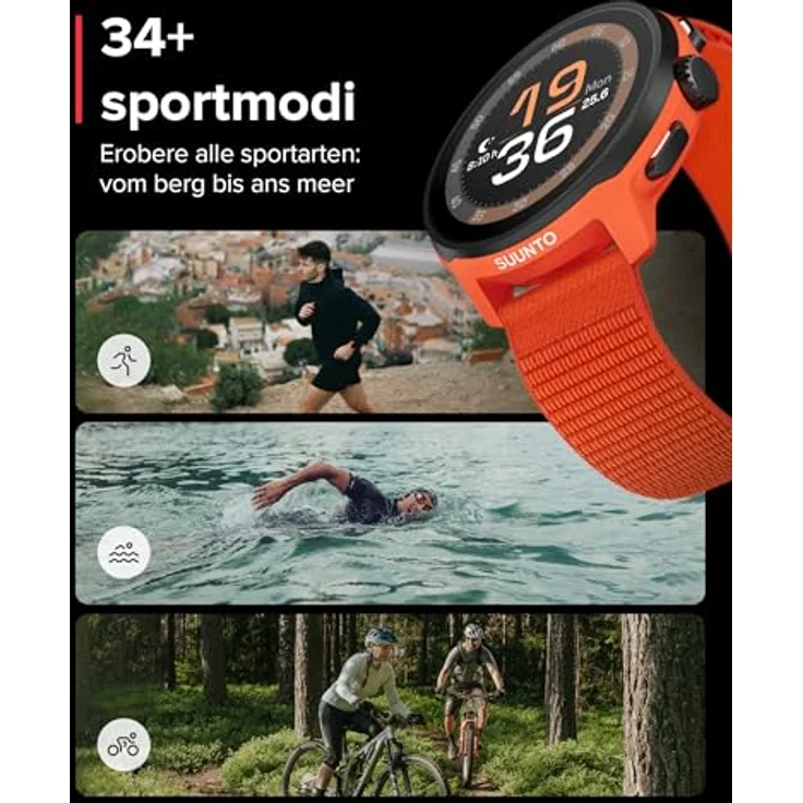 Suunto Run Coral Orange (46 mm), Smartwatch mit Bluetooth-Konnektivität, bis zu 12 Tage Akkulaufzeit, leichtes Design – Bild 10