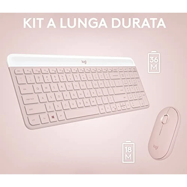 Logitech MK470 Slim Combo Kabelloses Tastatur-Maus-Set - Modernes, kompaktes Layout, Extrem leiser, 2,4-GHz-USB-Empfänger, Plug-n'Play-Konnektivität -Italienisches QWERTY-Layout - Rosa – Bild 5