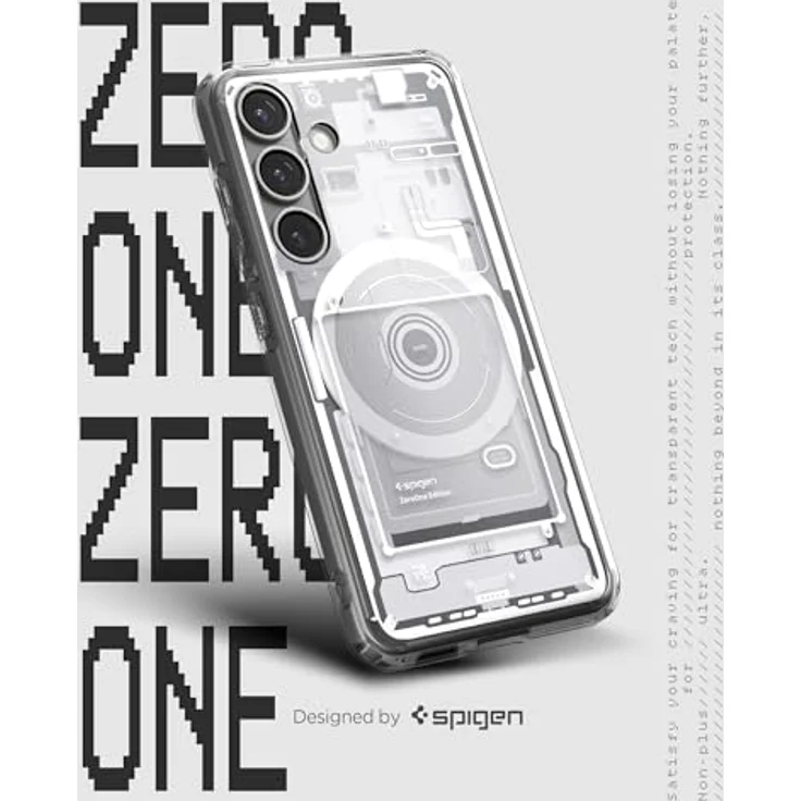 Spigen Ultra Hybrid MagFit Hülle für Samsung Galaxy S25, Kompatibel mit MagSafe, Zero One White, PC- und TPU-Konstruktion, Display- und Kameraschutz, Air Cushion Technologie – Bild 5