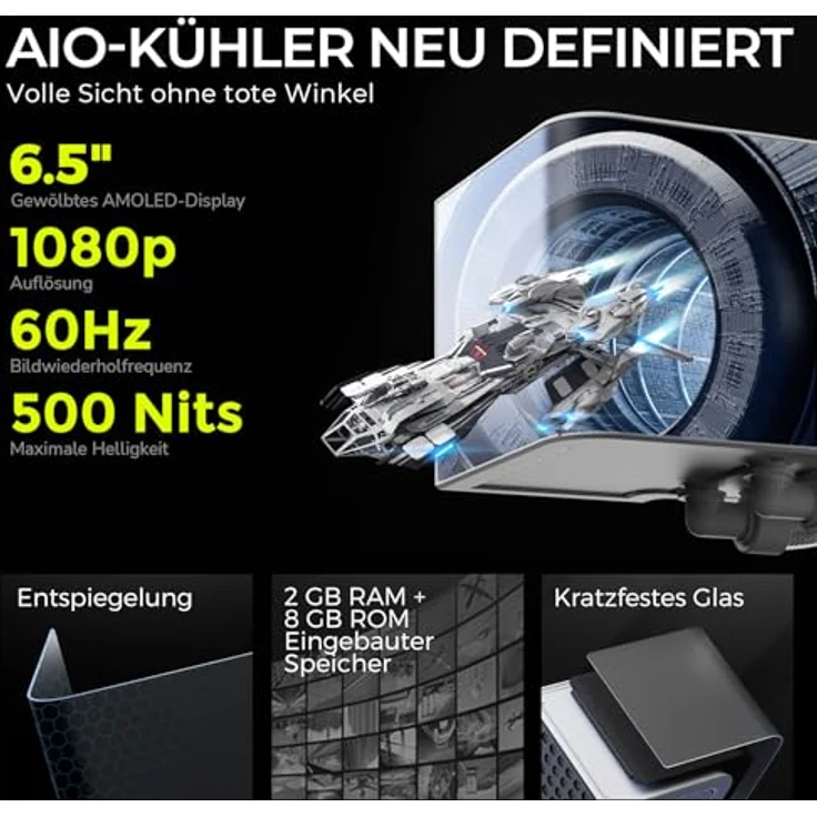TRYX TRYX Panorama 240 ARGB Weiß 240mm AIO 6,5" AMOLED Curved Display mit 3D-anamorphem Effekt Anpassbarer AIO-Kühler 240mm Asetek 8. Gen 280W TDP ARGB-Lüfter Intel LGA 1851/1700/1200/115X AMD AM5/AM4 Wasserkühlung – Bild 2