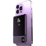 S&T Design Magnetische Powerbank 5000mAh, Kabellose Powerbank für iPhone Serie, PD 20W Mini Powerbank USB-C, Violett