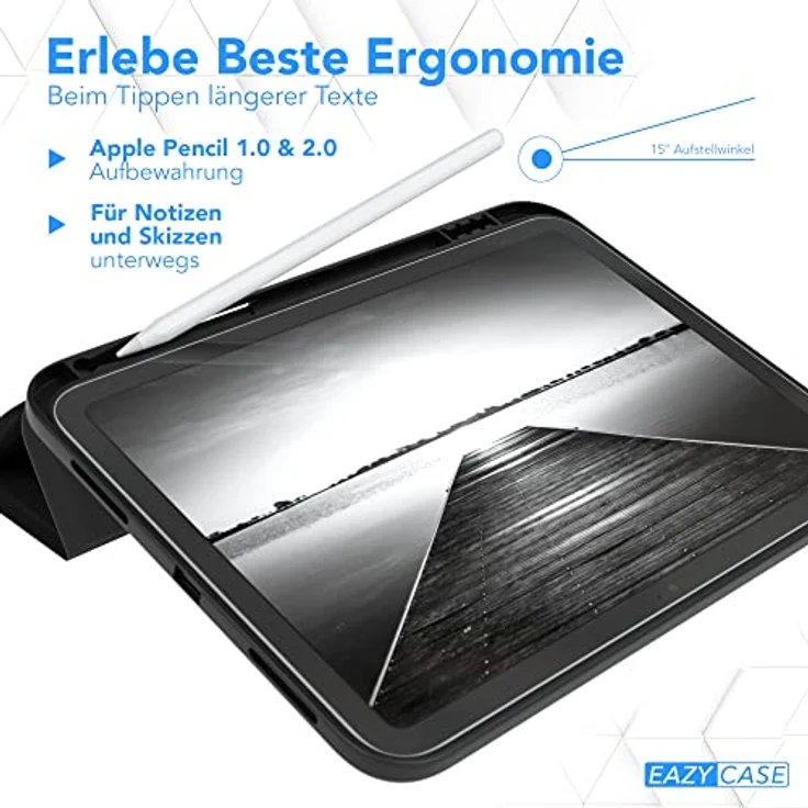 EAZY CASE Schutzhülle für iPad 11. Generation A16 (2025) mit Stifthalter, auto Sleep/Wake Funktion, aufstellbar, Klappcase, schwarz – Bild 5