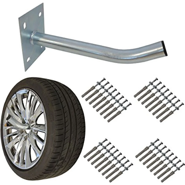 Premium X 8x Autoreifen Wandhalter, 35cm Reifenhalter aus Stahl mit 50kg Traglast inklusive Montage-Schraubensatz – Bild 3