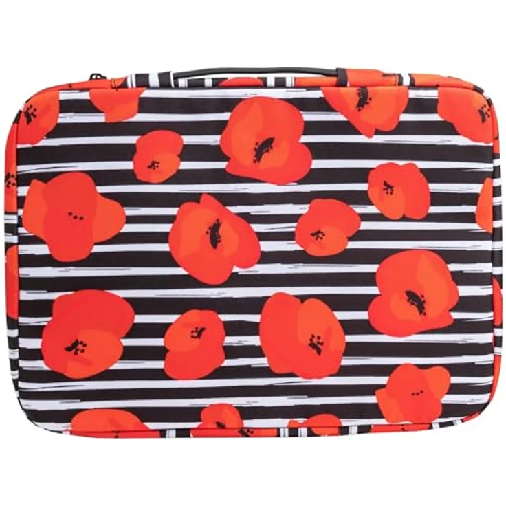 Exacompta Laptophülle 15-16", Notebooktasche aus recyceltem Polyester, rot, wasserabweisend, mit einziehbarem Griff und Gummiband zur Sicherung – Bild 2
