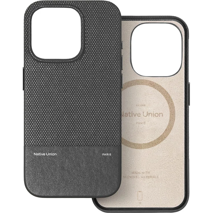 Native Union ReClassic Case (Apple iPhone 16), Smartphone Hülle aus pflanzlichem YATAY™-Material, Schwarz, mit MagSafe-Kompatibilität und Fallschutz bis 1,8 m
