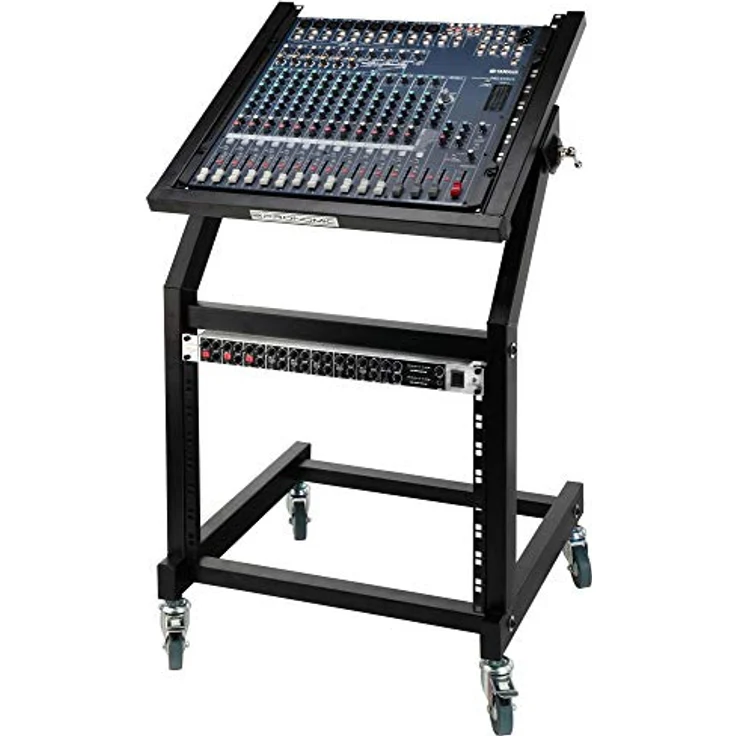 Pronomic MXS-600 mobiler Rack Wagen mit 21 Höheneinheiten und Rollen (Maschinenwagen für 19'' Geräte, 12+9HE, neigbarer Einbaurahmen) Schwarz – Bild 3