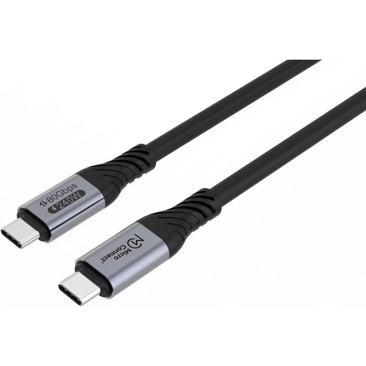 MicroConnect Premium USB4 Gen 4 USB-C Kabel, 0.5m, 80Gbps, 240W, Schwarz