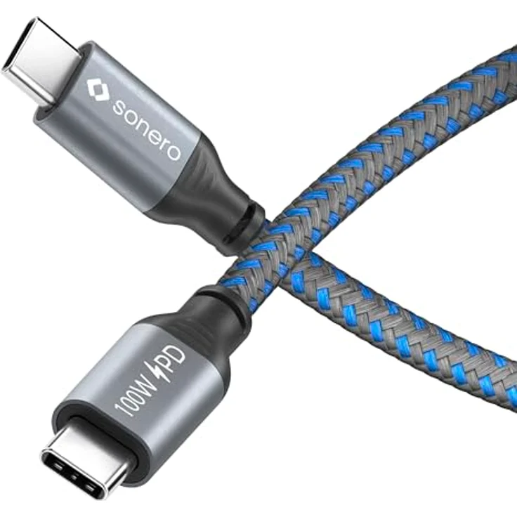 Sonero USB-C Ladekabel, 100W PD, grau/blau, 0,50m – Bild 1