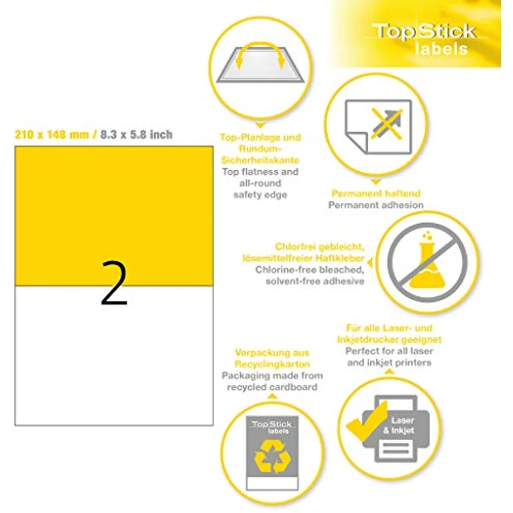 Etiketten A4 210 x 148mm für Drucker 100 Blatt – Bild 6