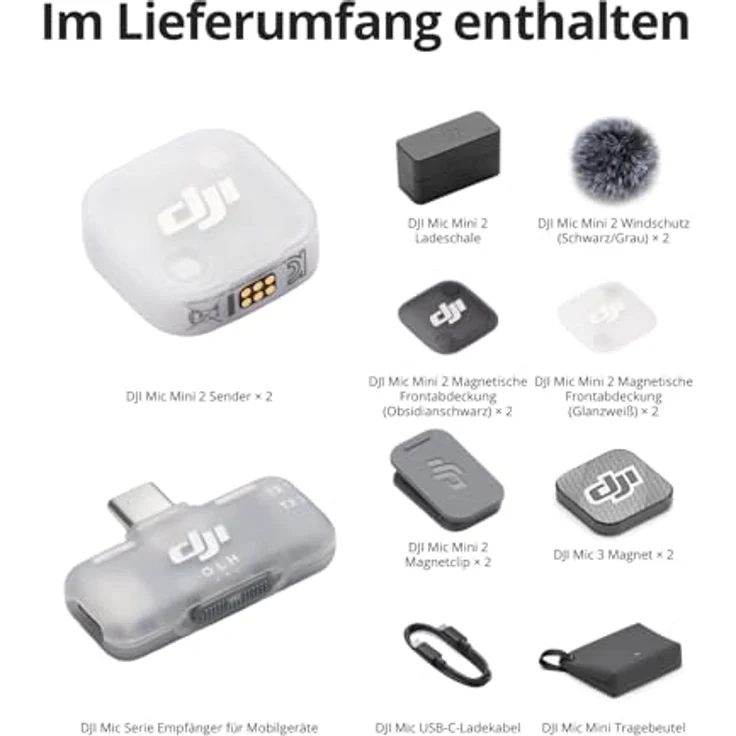 DJI Mic Mini 2, Kompaktes drahtloses Mikrofonset mit 2 TX, 1 Mobile RX, Ladeschale und 48 Stunden Betriebszeit – Bild 9