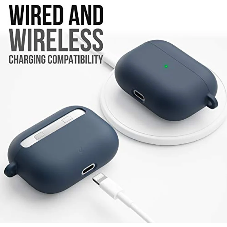 KeyBudz AirPods Pro Hülle Hybrid Shell Serie mit Schlüsselanhänger, dreilagiger Schutz, staubabweisend (blau) – Bild 4
